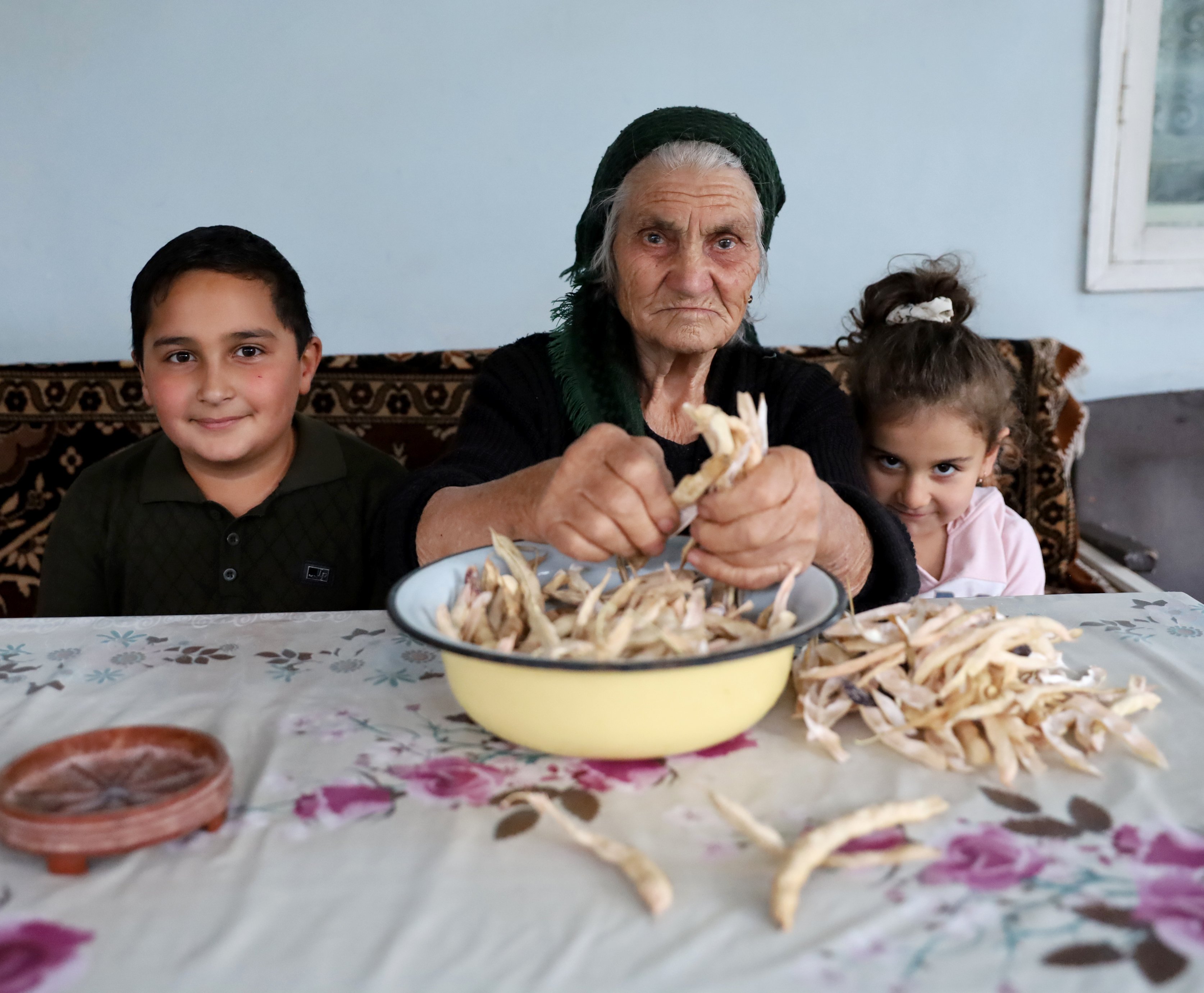 grandma Goharik with her two grandchildren 
