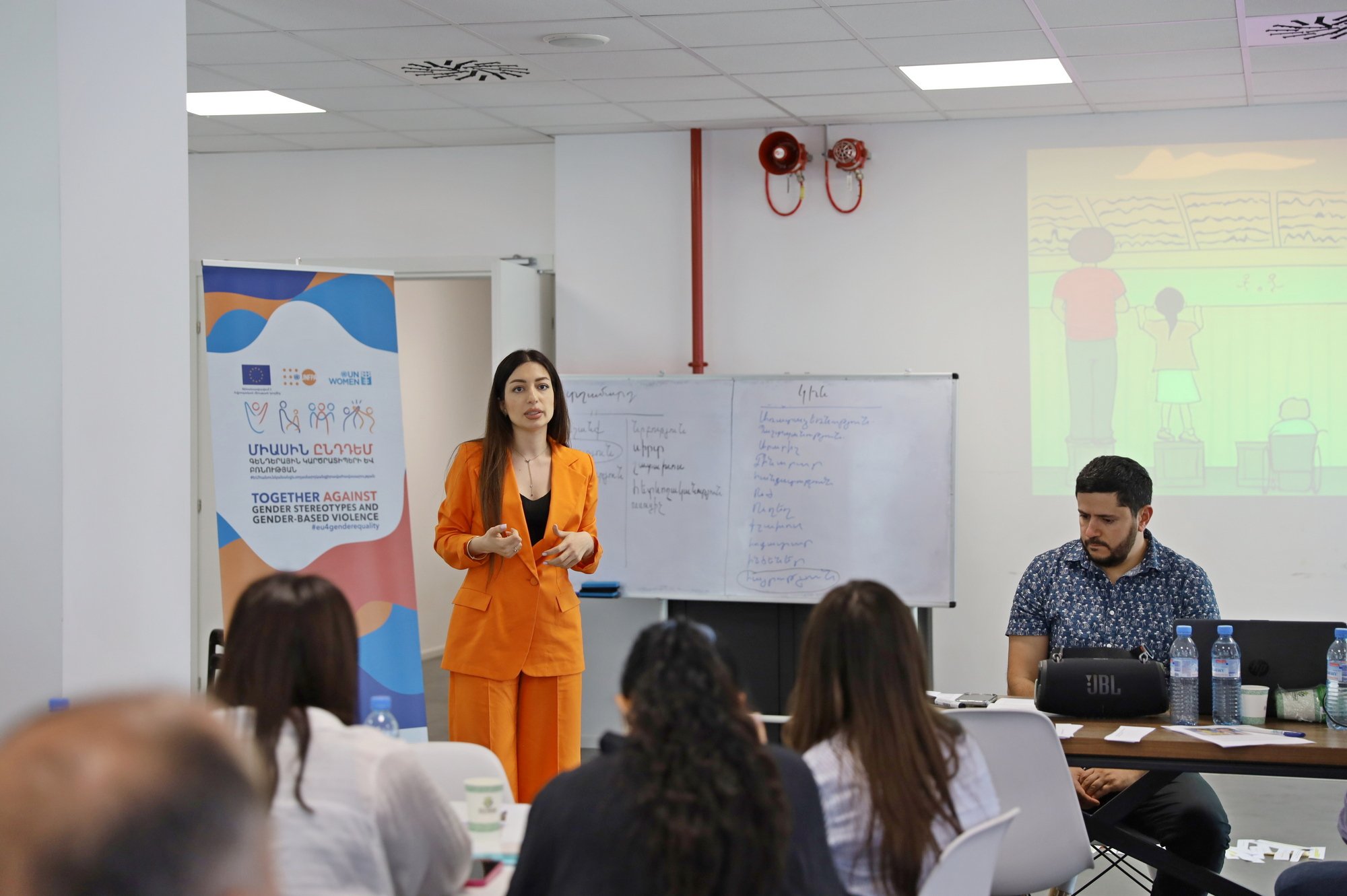 Taguhi Harutyunyan, Programme Analyst at the UNFPA Armenia office at the workshop, gives a welcoming speech