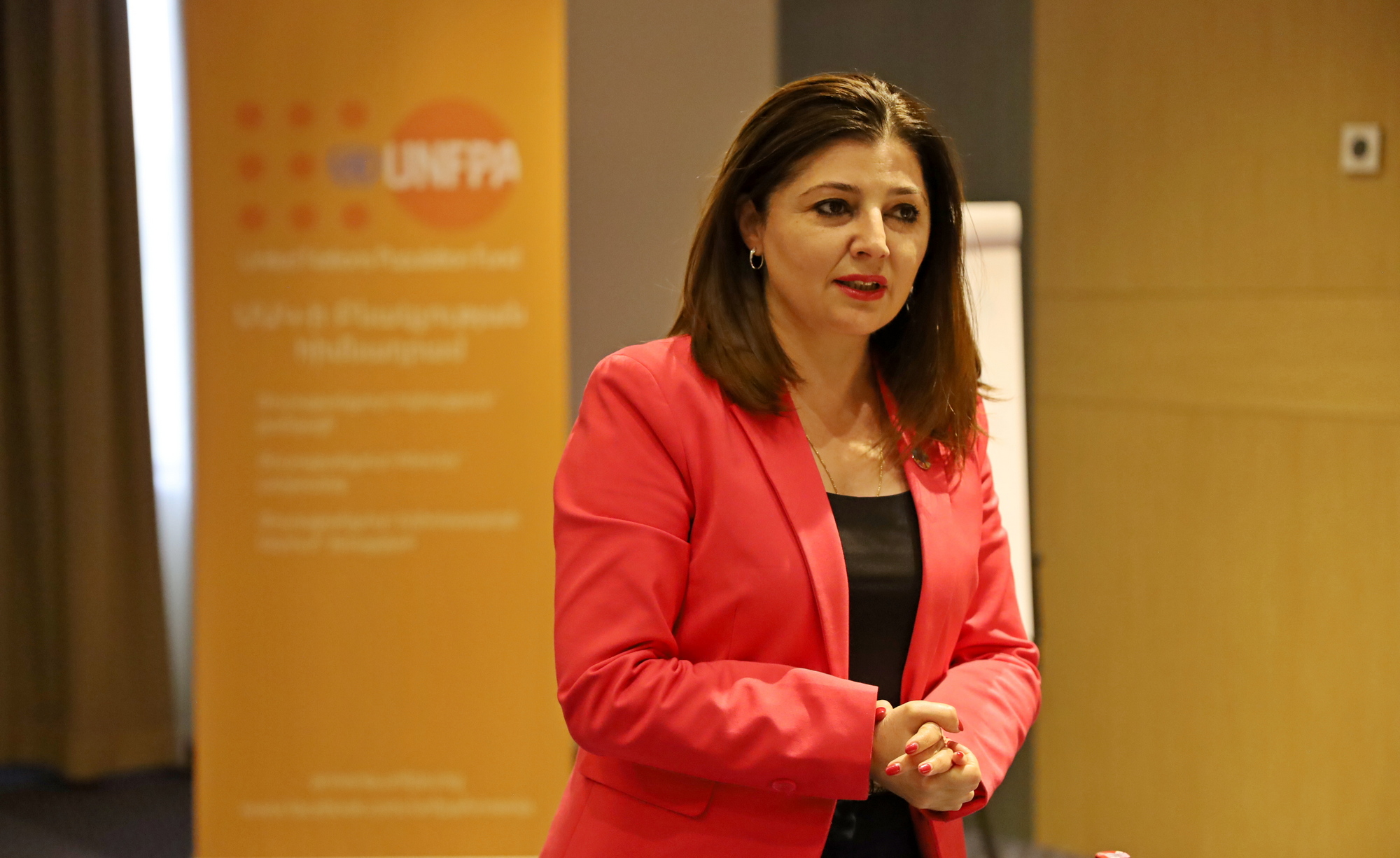 ​​Narine Beglaryan, Sexual and Reproductive Health Programme Analyst at UNFPA Armenia, speaking during the workshop