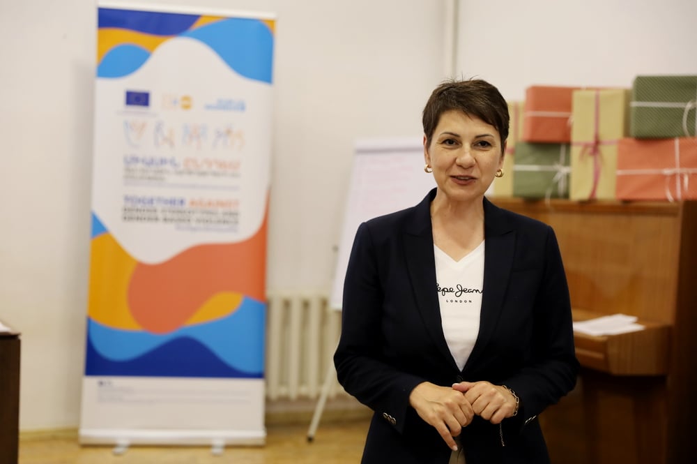 Zaruhi Tonoyan, UN Women Armenia representative, delivers a speech during the event.