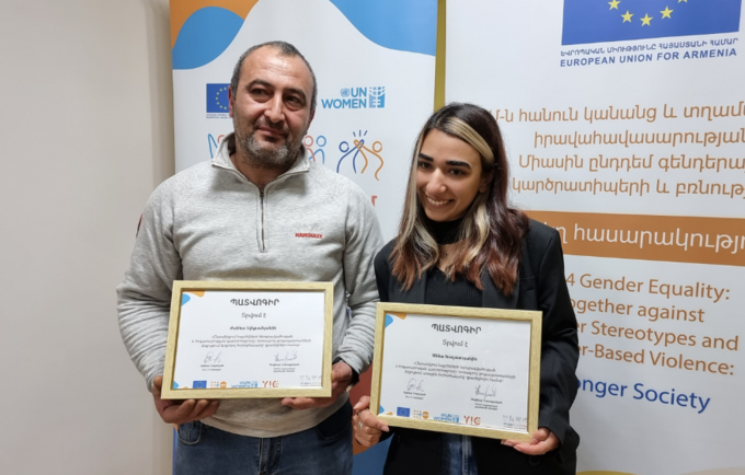 Anna Khachatryan and Zhanna Aleksanyan's father/Photo: UNFPA Armenia
