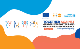 The logo of the EU4GE programme with “Together against gender stereotypes and gender-based violence” title