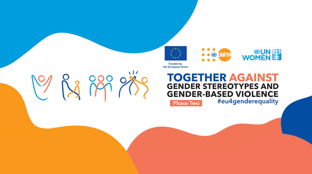 The logo of the EU4GE programme with “Together against gender stereotypes and gender-based violence” title