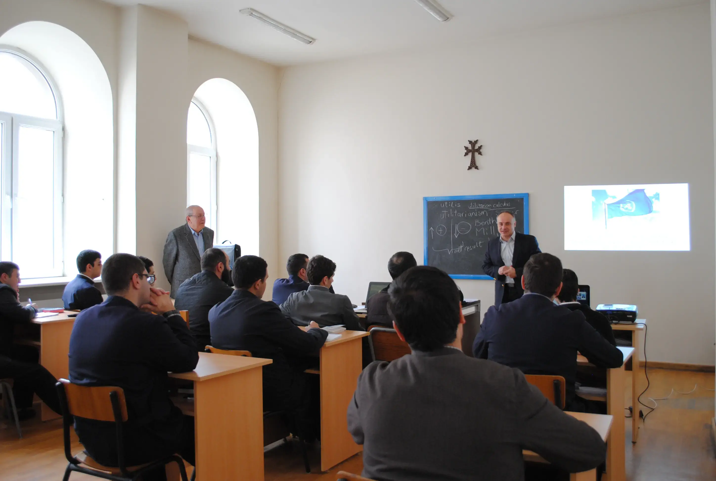 Garik Hayrapetyan, UNFPA speaks at Gevorkian Theological Seminary