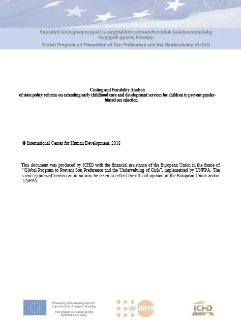 Costing and Feasibility Analysis  of state policy reforms on extending early childhood care and development services for children to prevent gender-biased sex selection