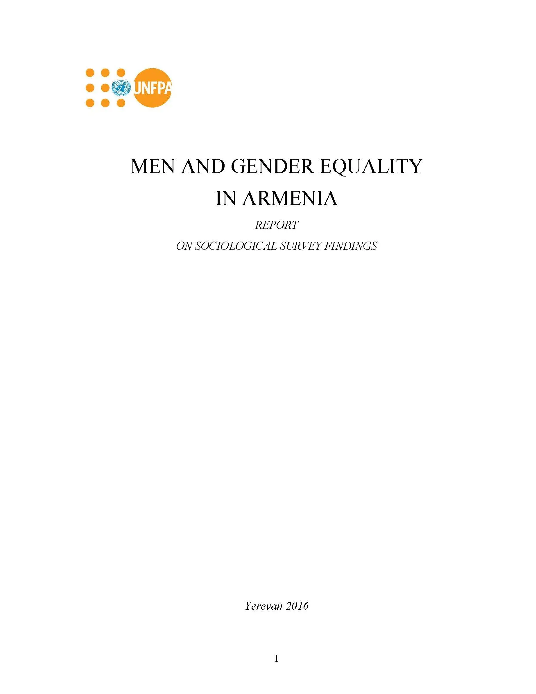 Men and Gender Equality in Armenia